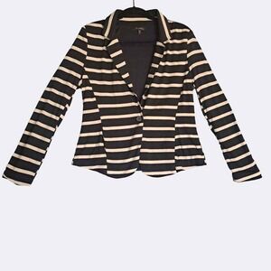 Max and Riley Blazer Sz L Women's Black‎ & Cream One Button Long Sleeve